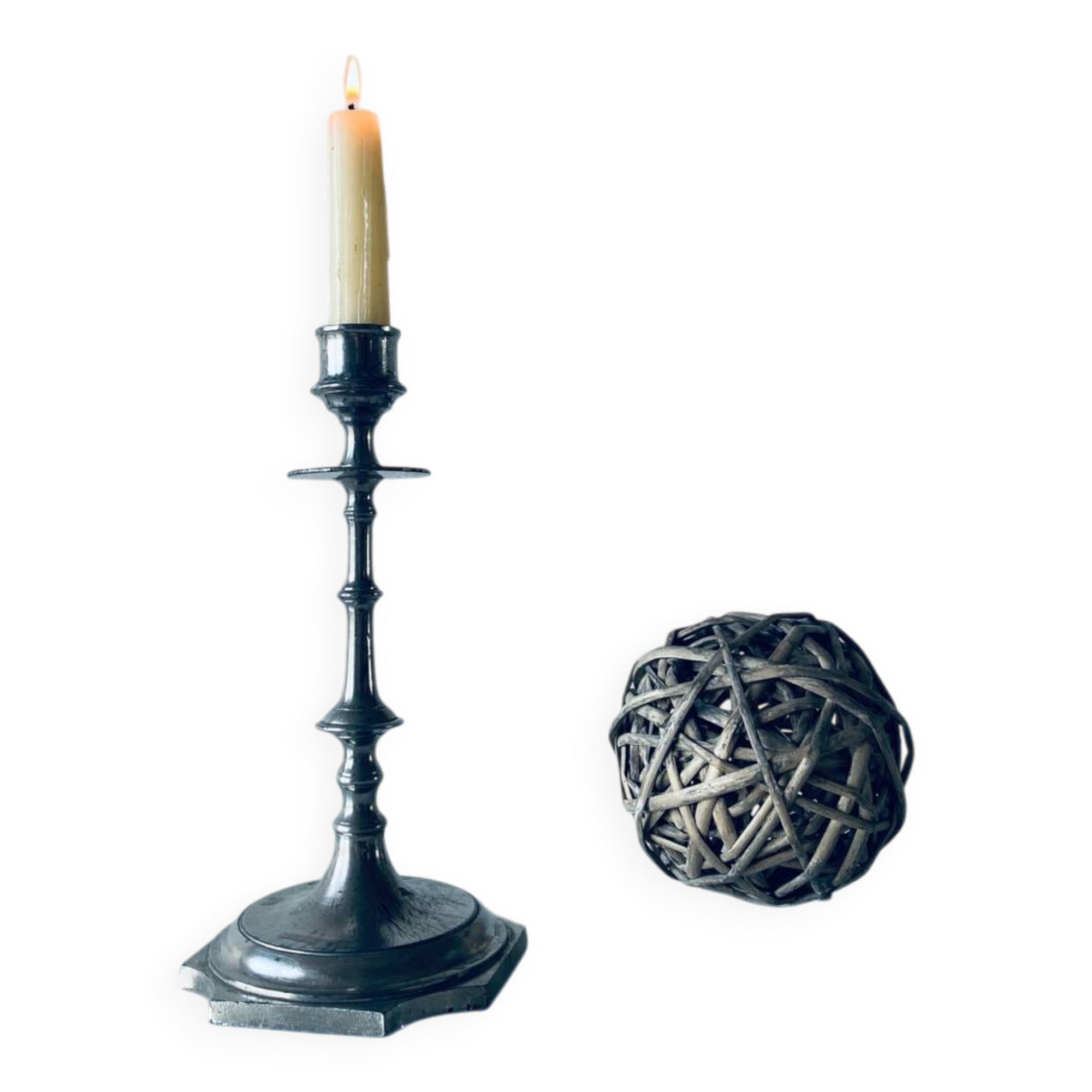 Silver metal candle holder