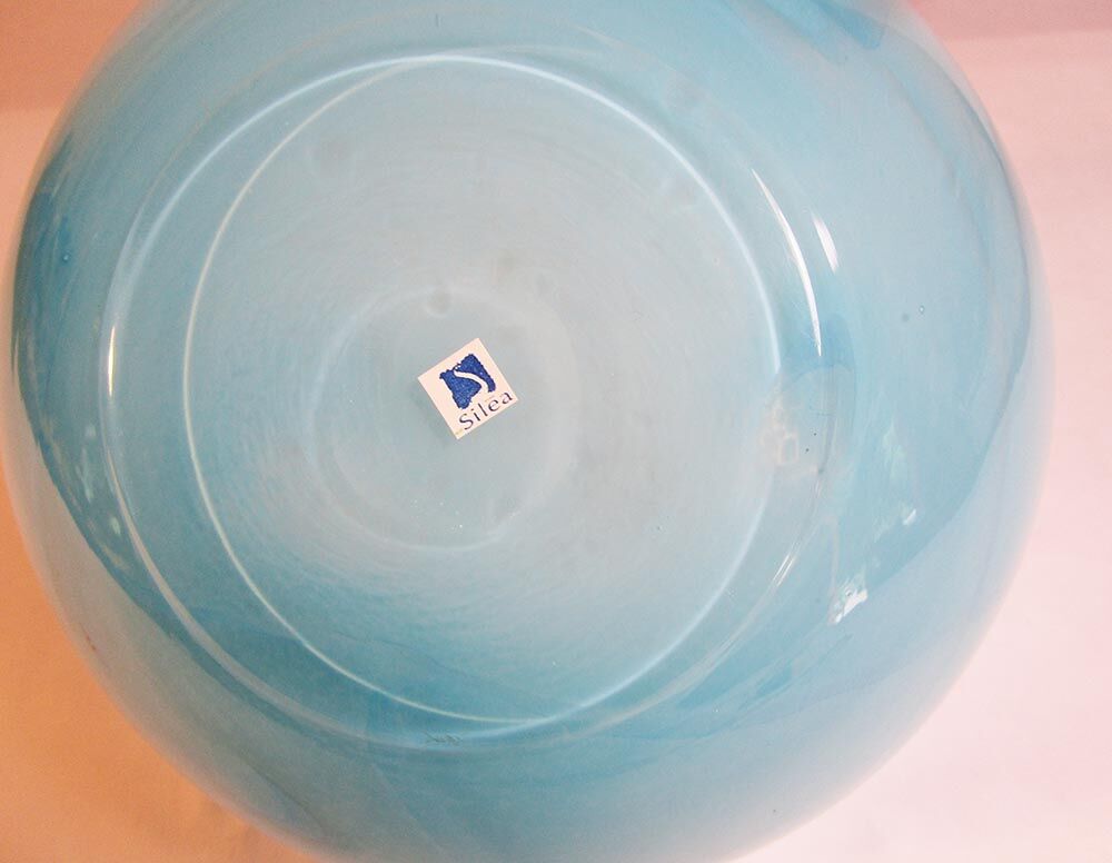 Light blue satin glass vase