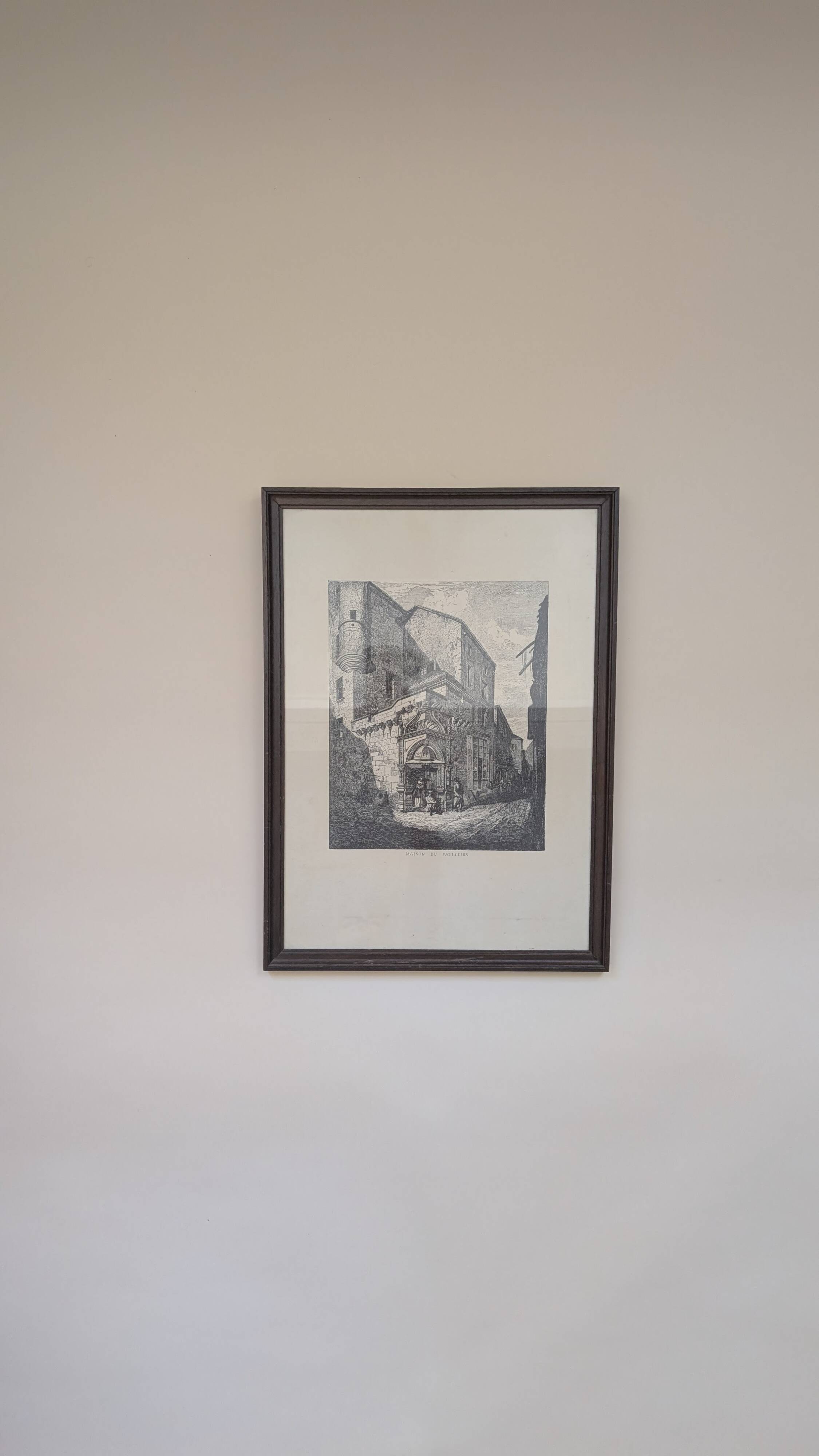 Framed antique engraving — "House of the Pastry Chef"