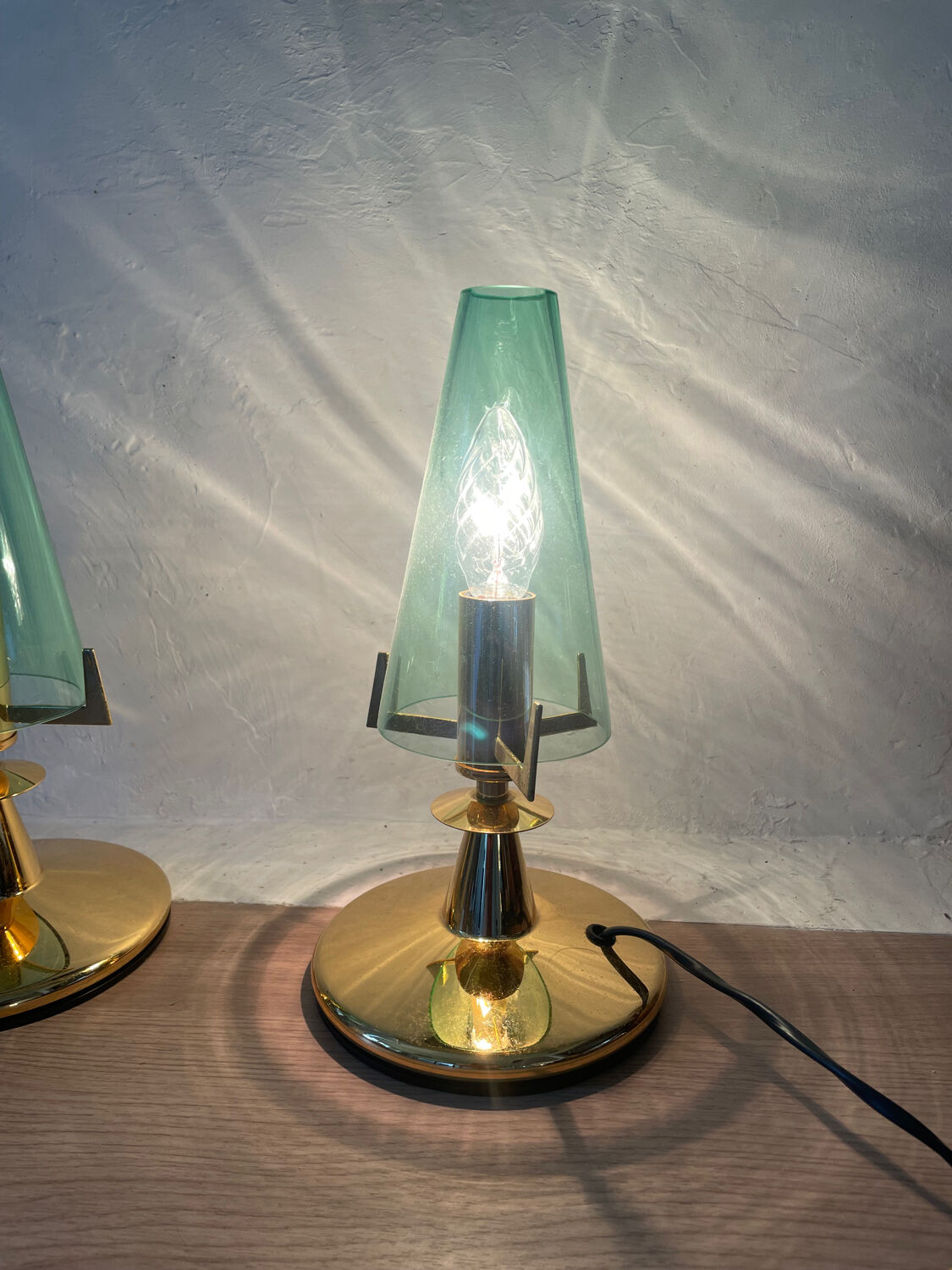 Pair of vintage Italian F.Fabbian bedside lamps