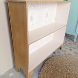 Small pink bookcase and wood