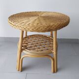 Rattan and bamboo side table