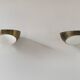 Pair of vintage brass and glass wall lights, Italy 1960