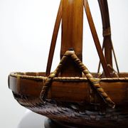 Large Vintage Asian Bamboo Offering Basket 1920–1950