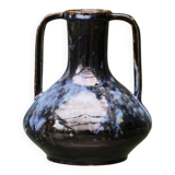 Blue flamed stoneware vase, Art Nouveau style, Reflex