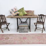 3x12 Soft Pink & Brown Turkish Runner Rug, 86x374CM