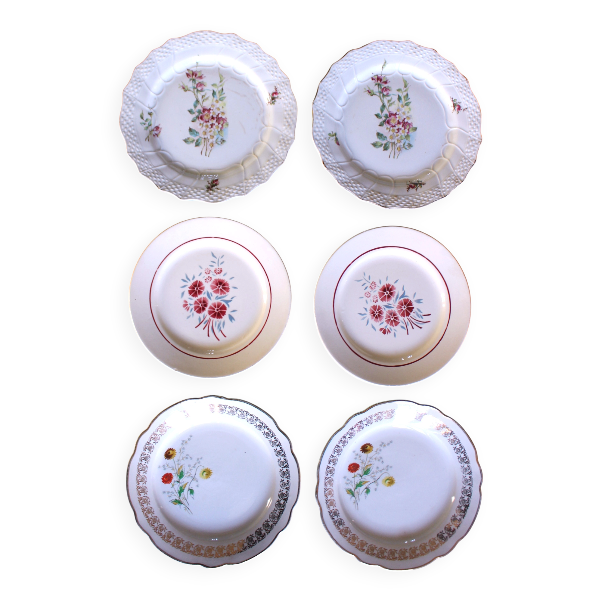 6 small paired plates Badonviller Saint Amand Luzin Digoin Sarreguemines