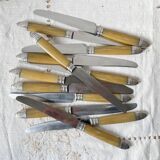 12 vintage Pradel stainless steel bakelite knives