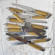 12 vintage Pradel stainless steel bakelite knives