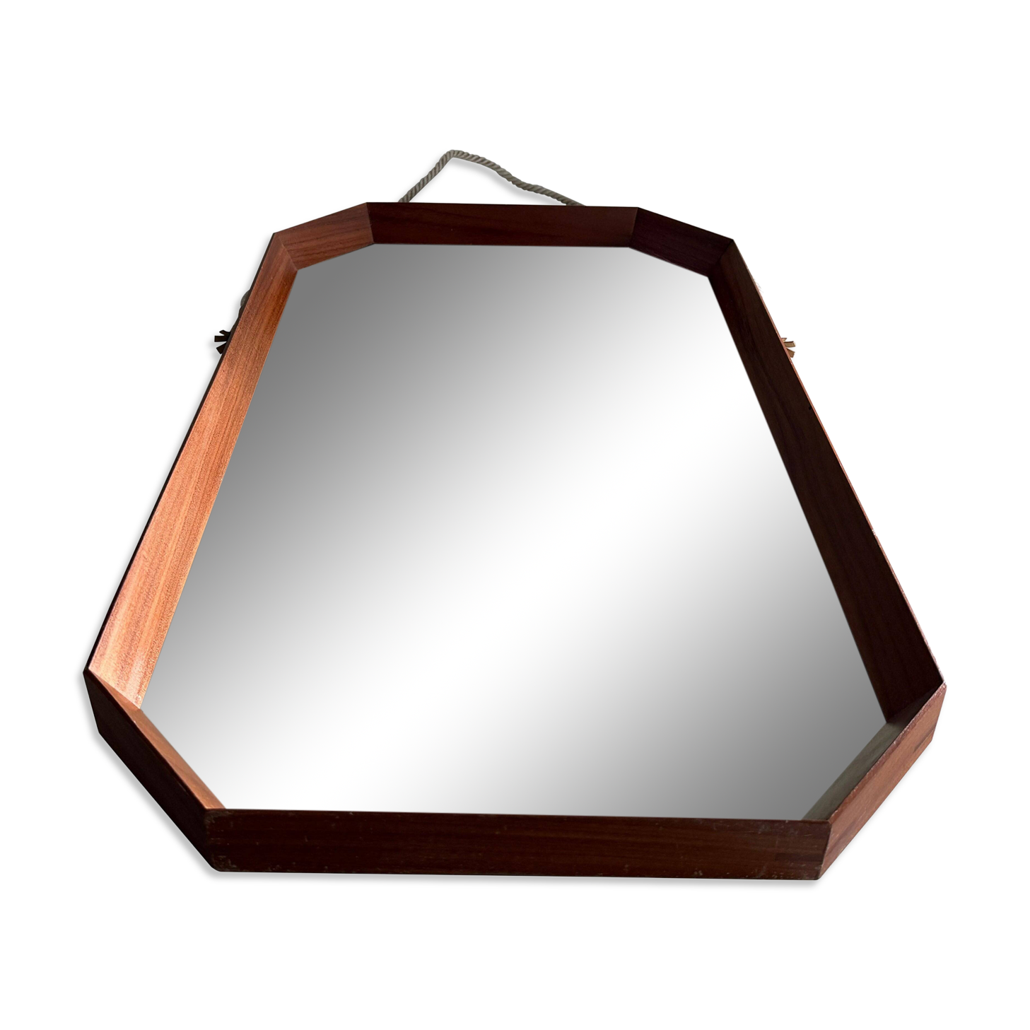 Mid-century rectangular wall mirror in teak, 1960, Italy