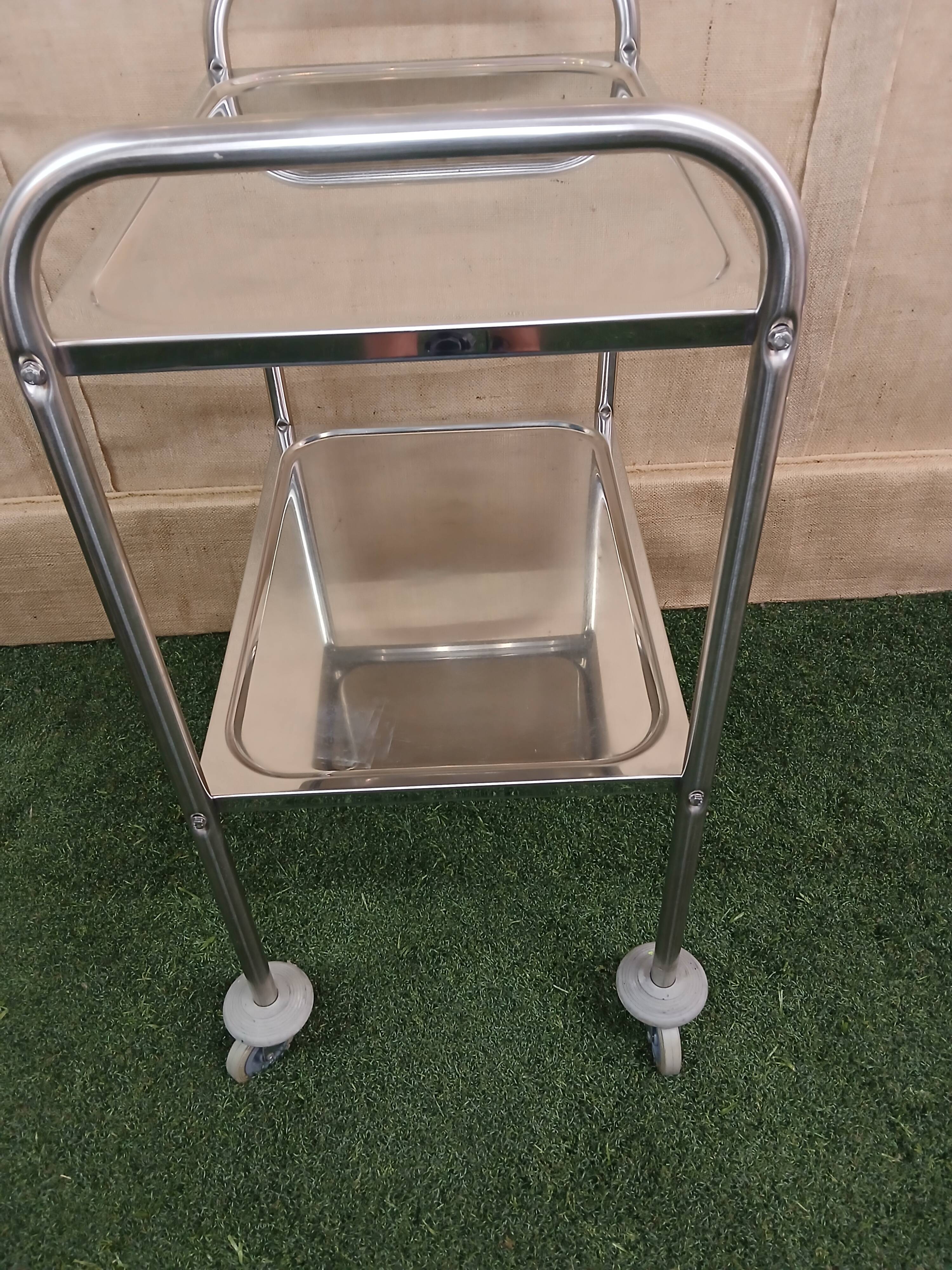 vintage surgical steel serving trolley