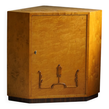 Early 20th century, Art Deco Swedish corner furniture in birch, 1930s.