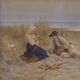 Italian painting watercolor seascape from the 20th century