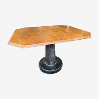 Table industrielle en fer et bois