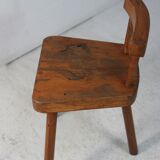 Pair of tripod stools with brutalist backrests, France, circa 1960