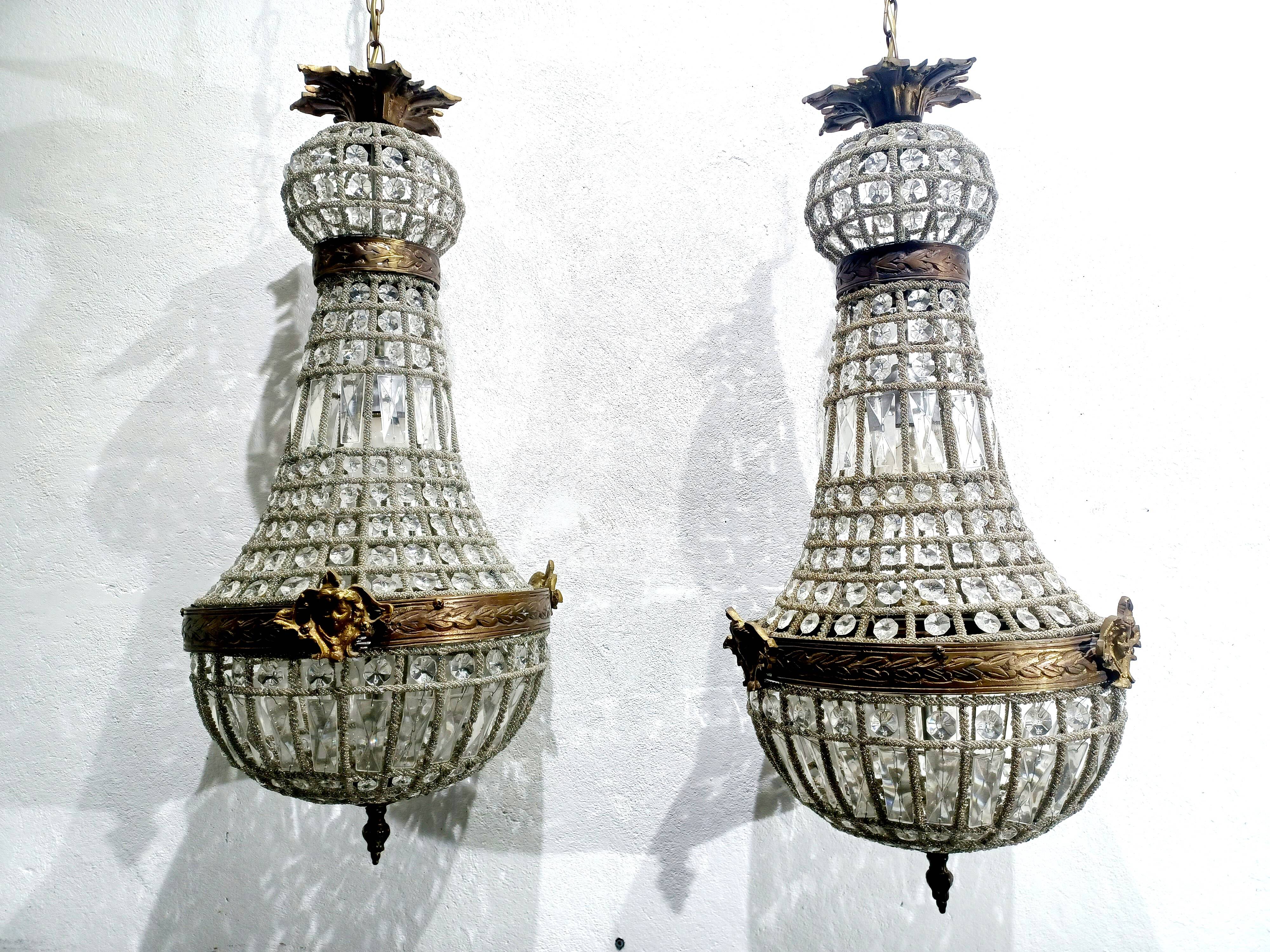 Pair of 1-Light Hot Air Balloon Chandeliers