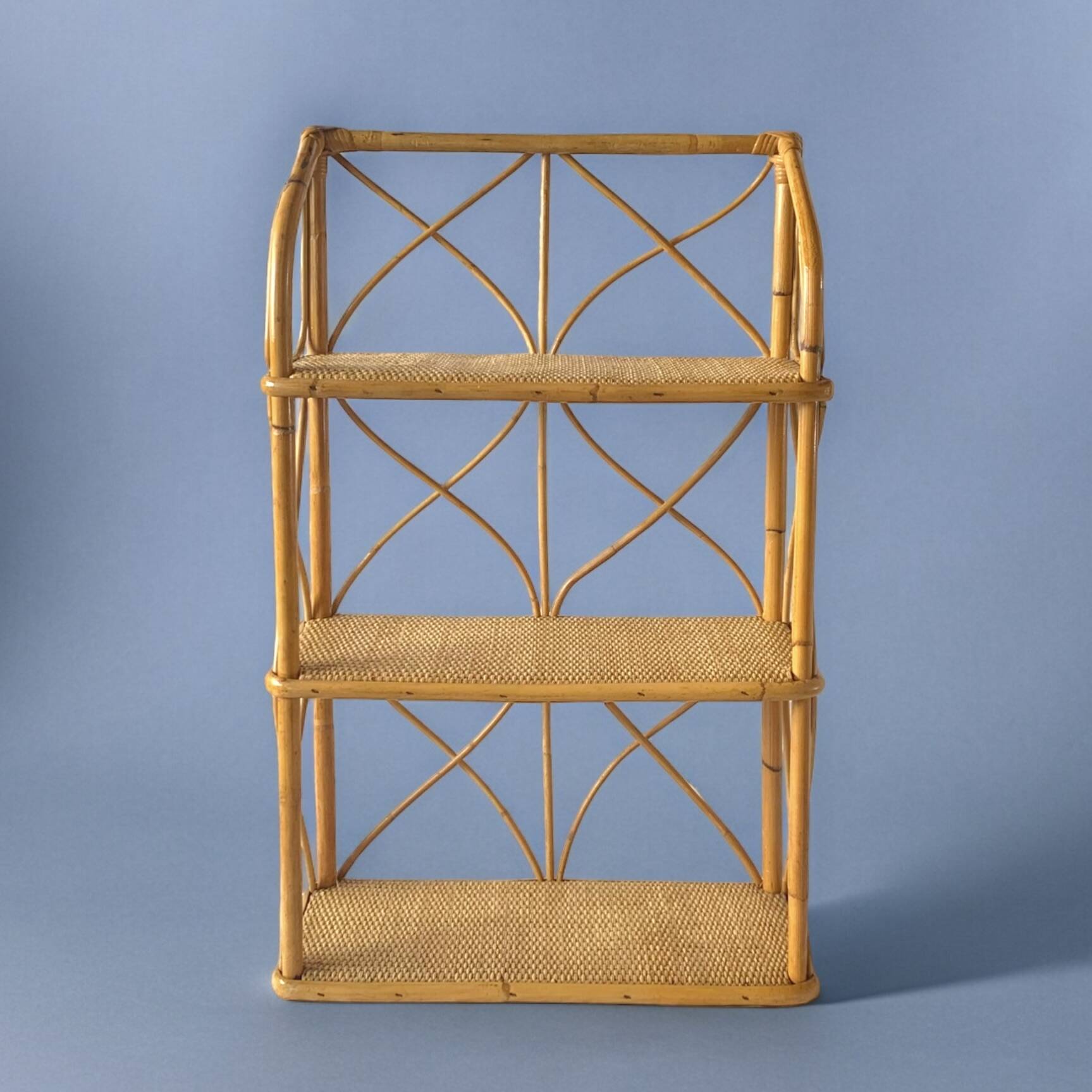 Vintage bamboo and rattan shelf