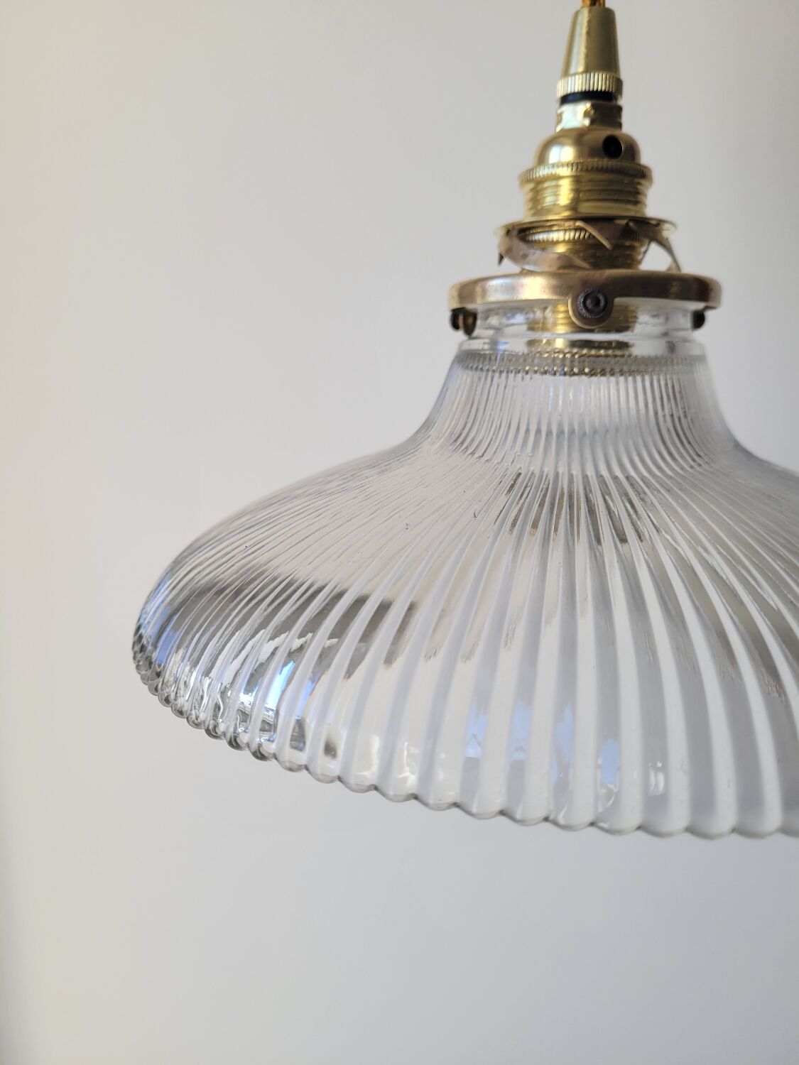Holophane glass pendant lamp