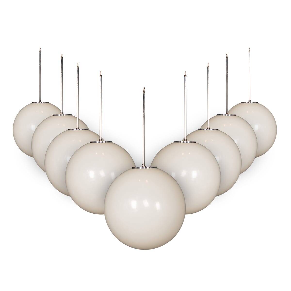 VINTAGE 20thC SET OF NINE LARGE OPAQUE POLYMER GLOBE LIGHTS c.1970
