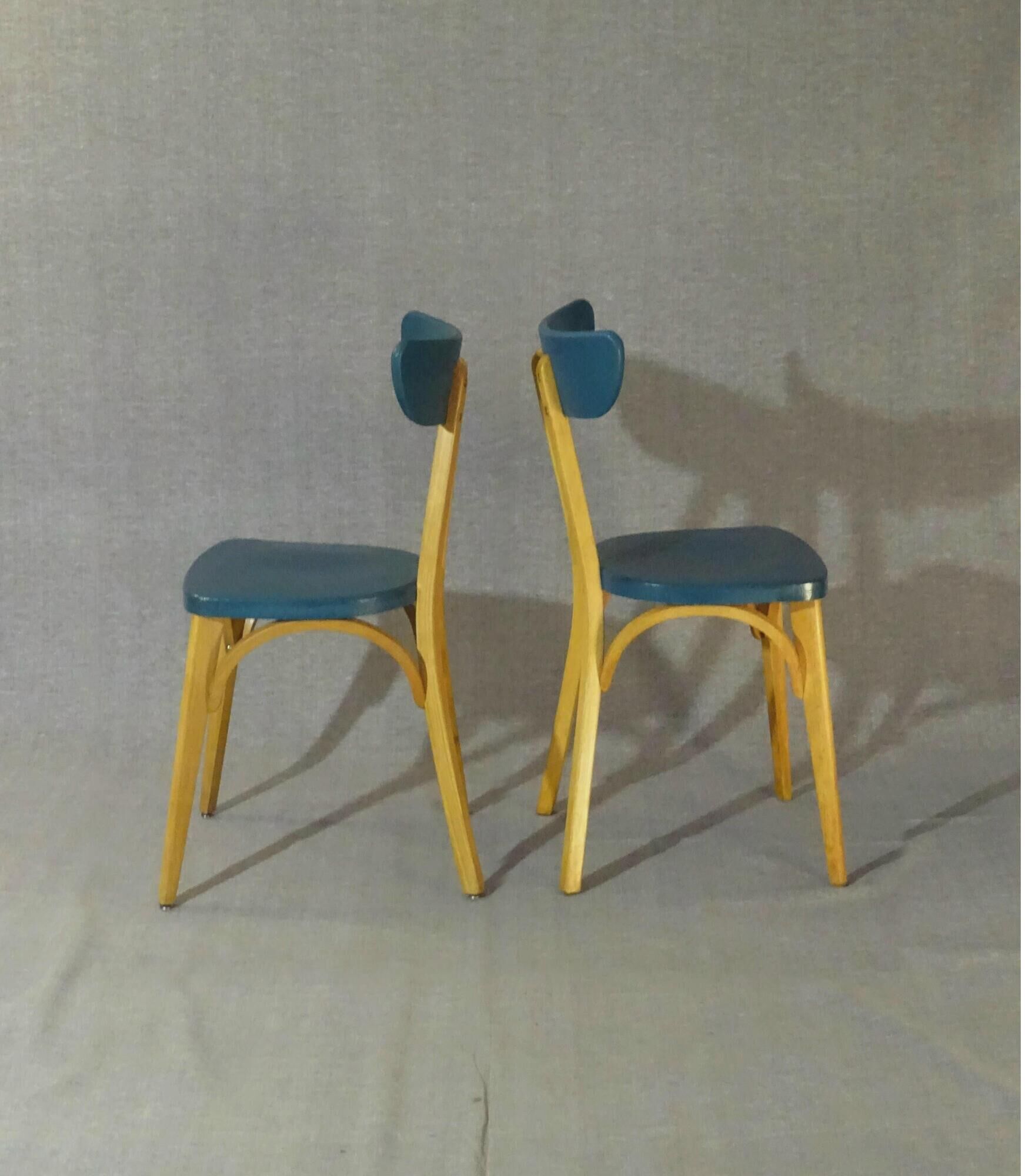 Set of 2 chairs Luterma "banana" 1955 vintage bistro