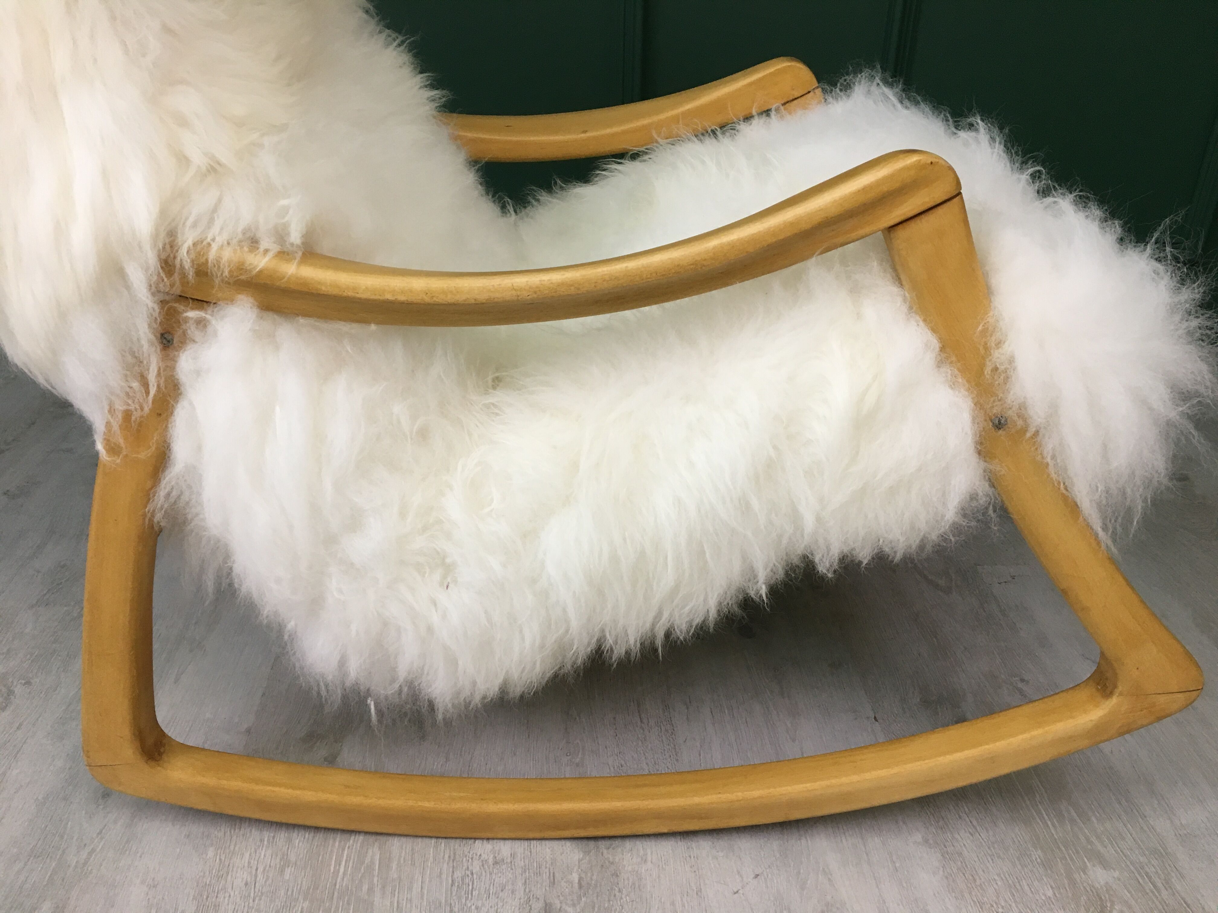 Vintage Sheepskin Fluffy Rocking Chair by Ton
