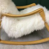 Vintage Sheepskin Fluffy Rocking Chair by Ton