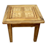Table basse dessus parquet ancien marqueté
