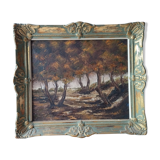 Canvas + old frame Undergrowth