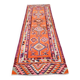 Burgundy & Orange Vintage Kilim Runner Rug, 92x292Cm