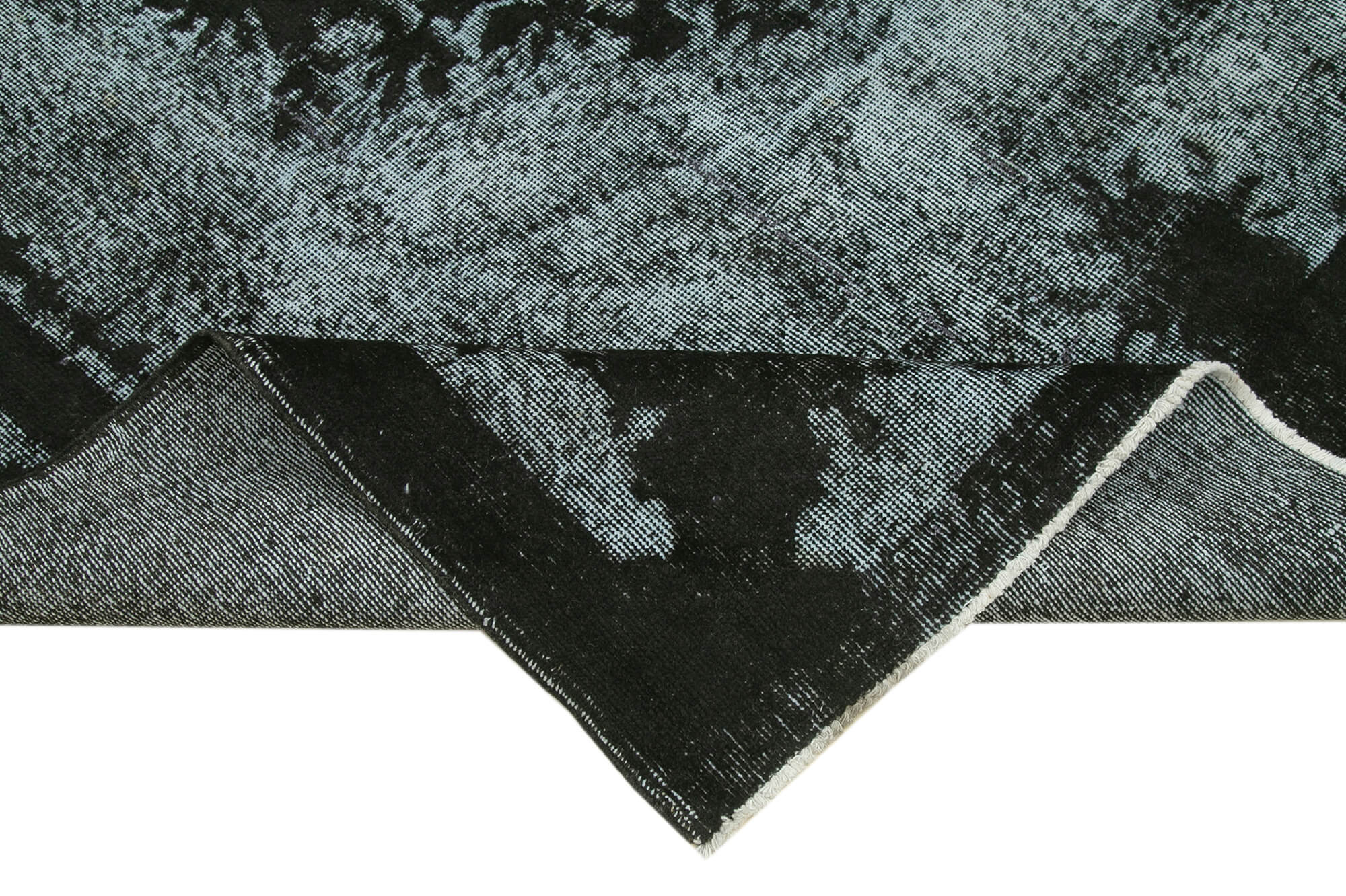 Handmade distressed oriental 1970s 196 cm x 303 cm black carpet