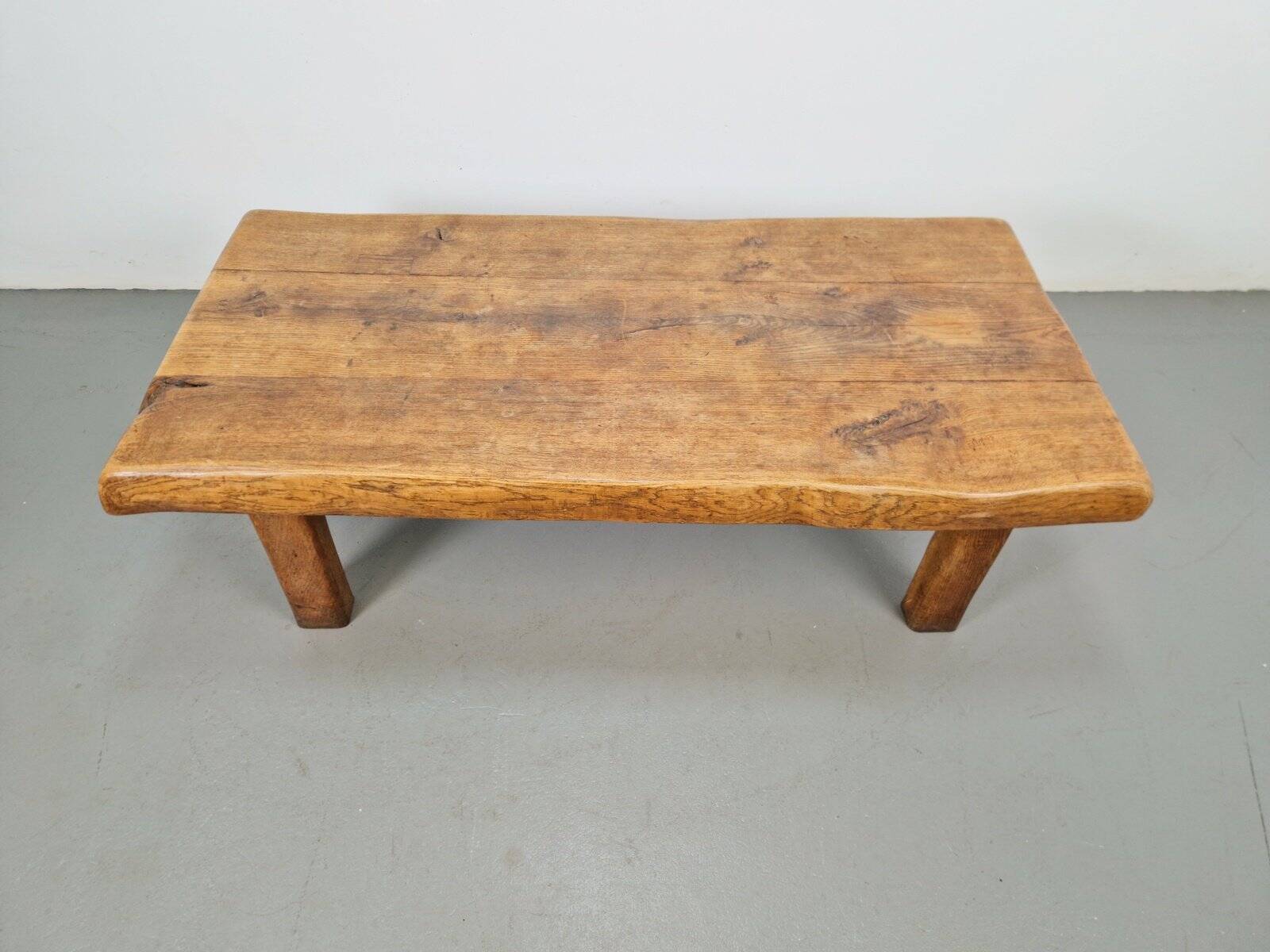 Mid-Century Brutalist Coffee Table in Oak, Spain, 1960s