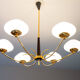 Pendant light in brass and opaline 50s