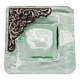 Murano glass catchall, corner adorned with baroque patterns.