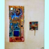 3 Paintings M ELHAIK (Martine, 1962) Mixed media abstract composition canvases