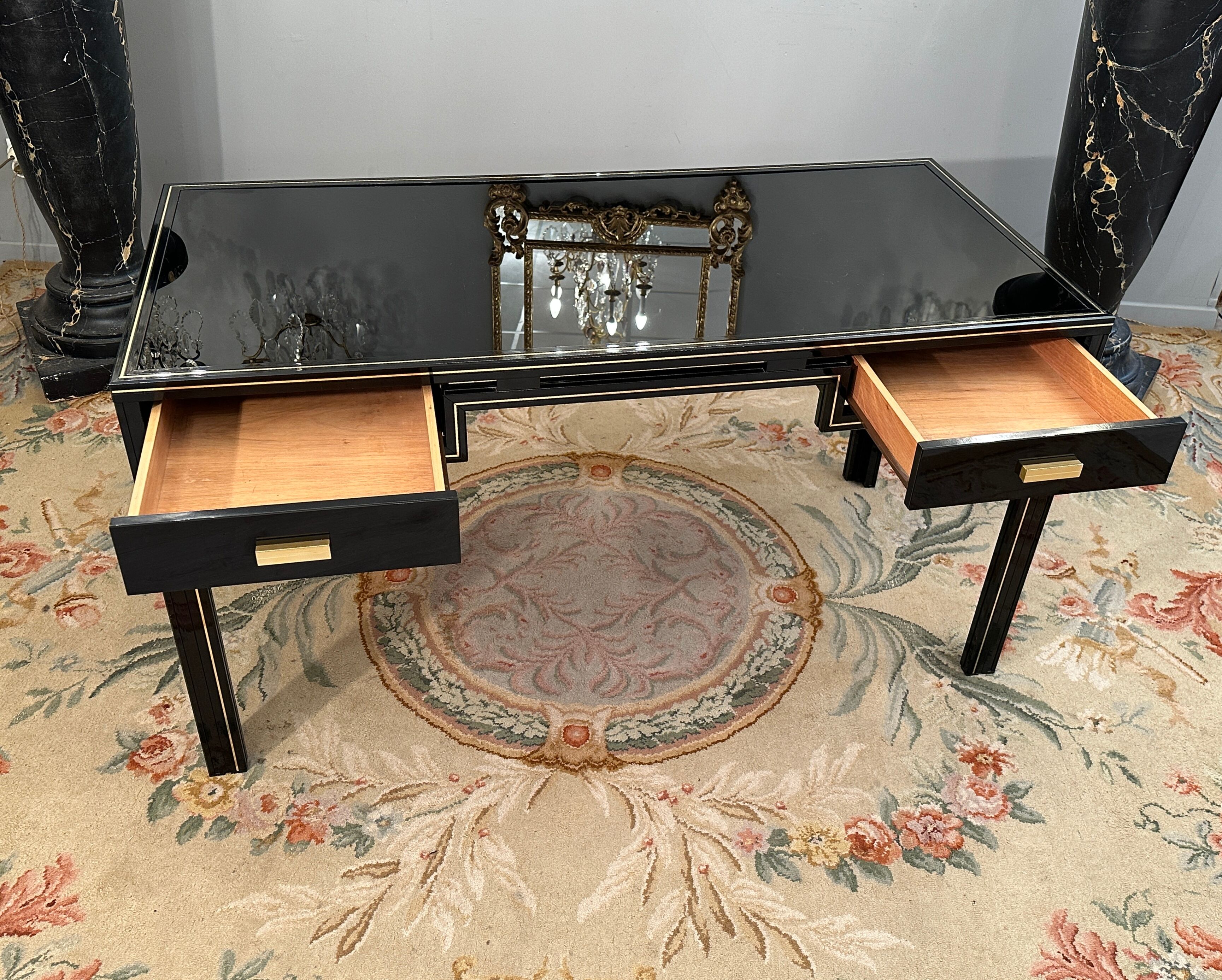 Black lacquered office by Pierre vandel Paris circa 1970