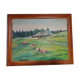Mountain landscape painting and cows