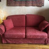 Red fabric sofa