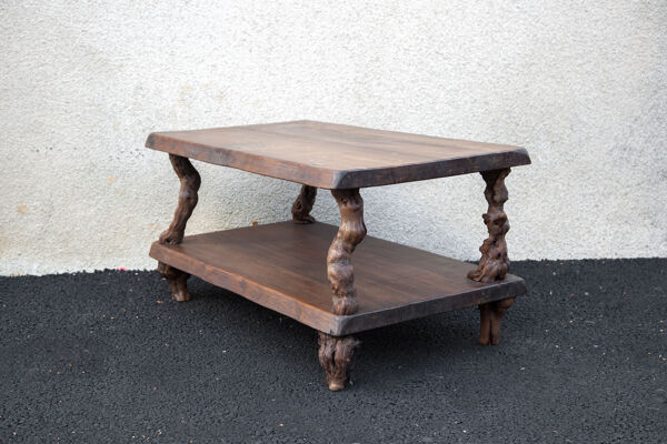 Table ceps de vigne et bois vintage