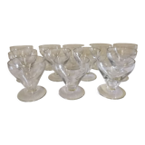 12 engraved fine glass aperitif / liqueur glasses