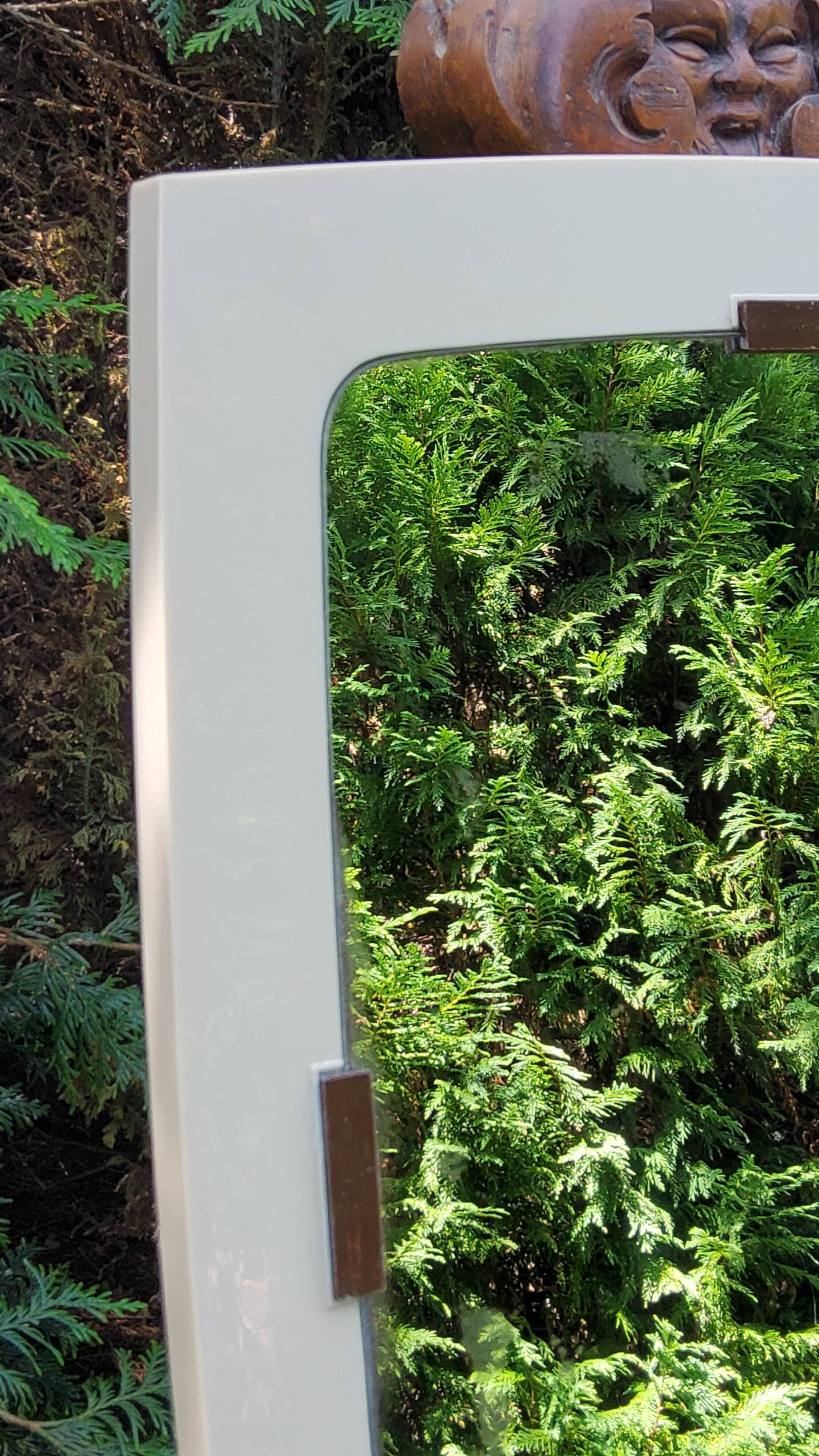 Beige and brown plastic mirror from the 70s