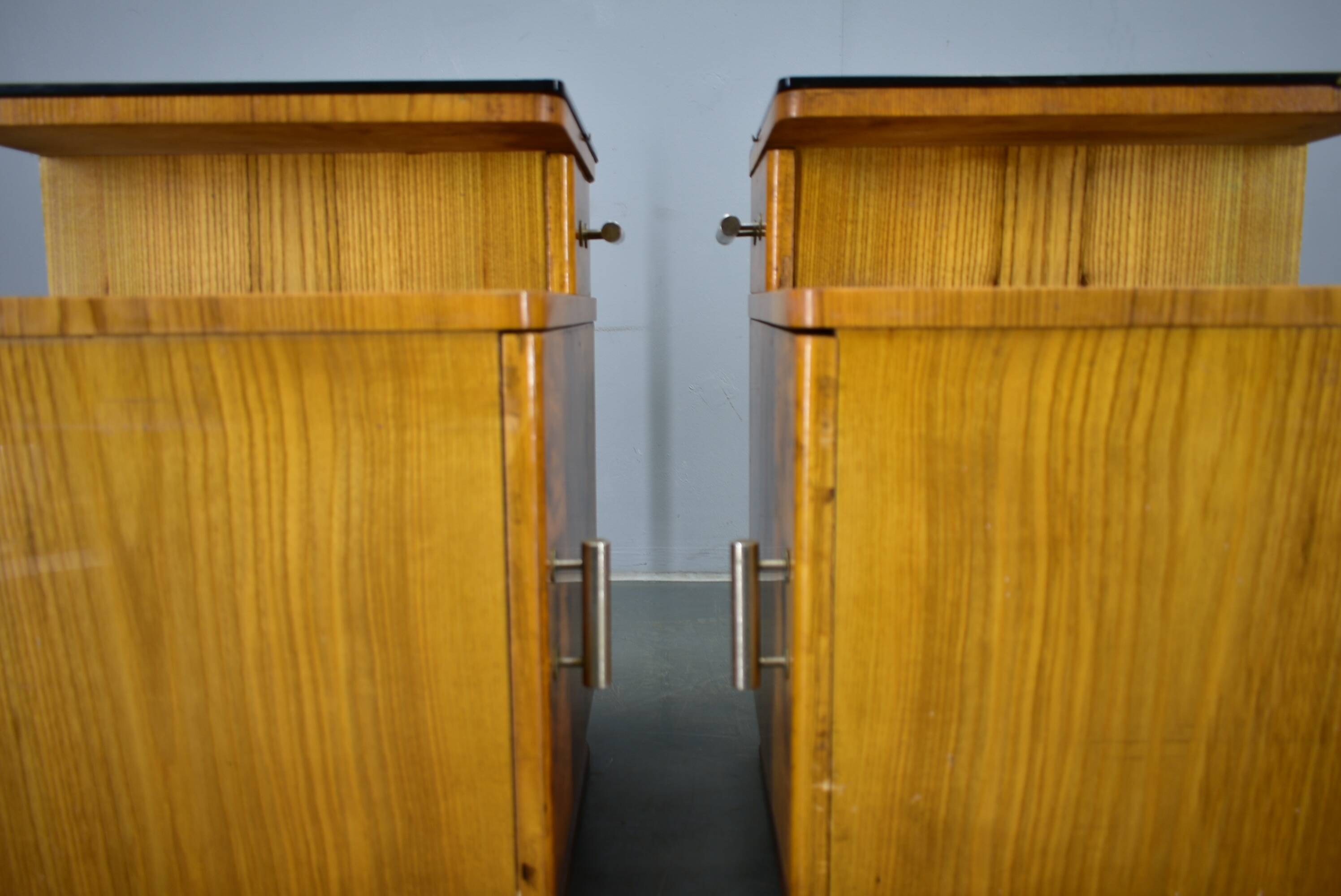 1942s set of bedside tables by Jindrich Halabala, Czechoslovakia
