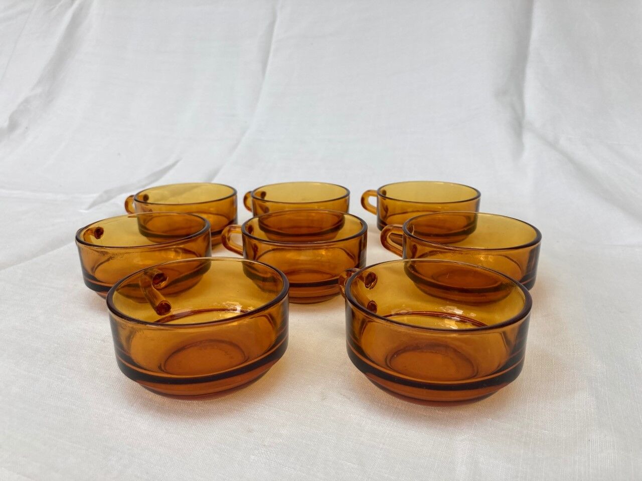 8 cup Duralex amber-coloured coffee cup set