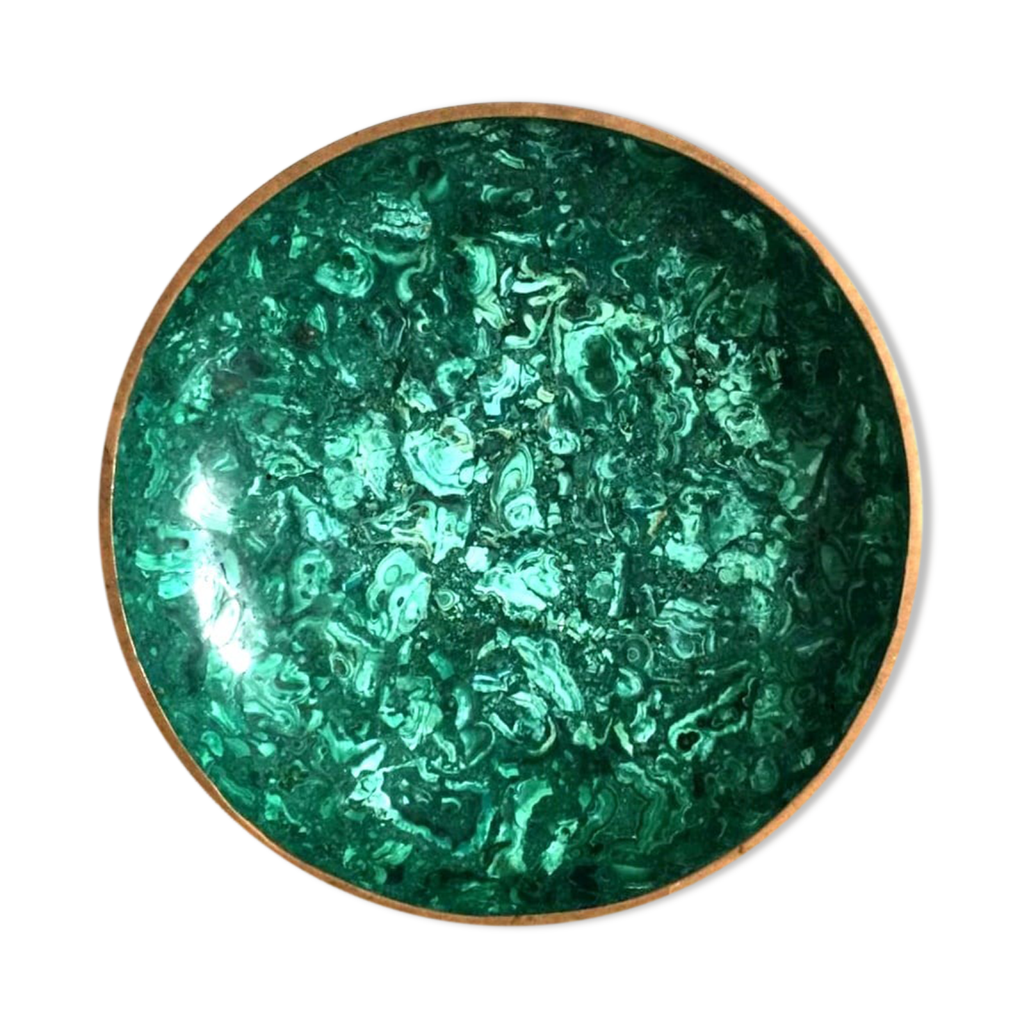 Malachite cut and brass, circa 1970