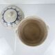 Old stoneware hot water bottle / casserole from Saint Uze, blue decoration, early 20th century.