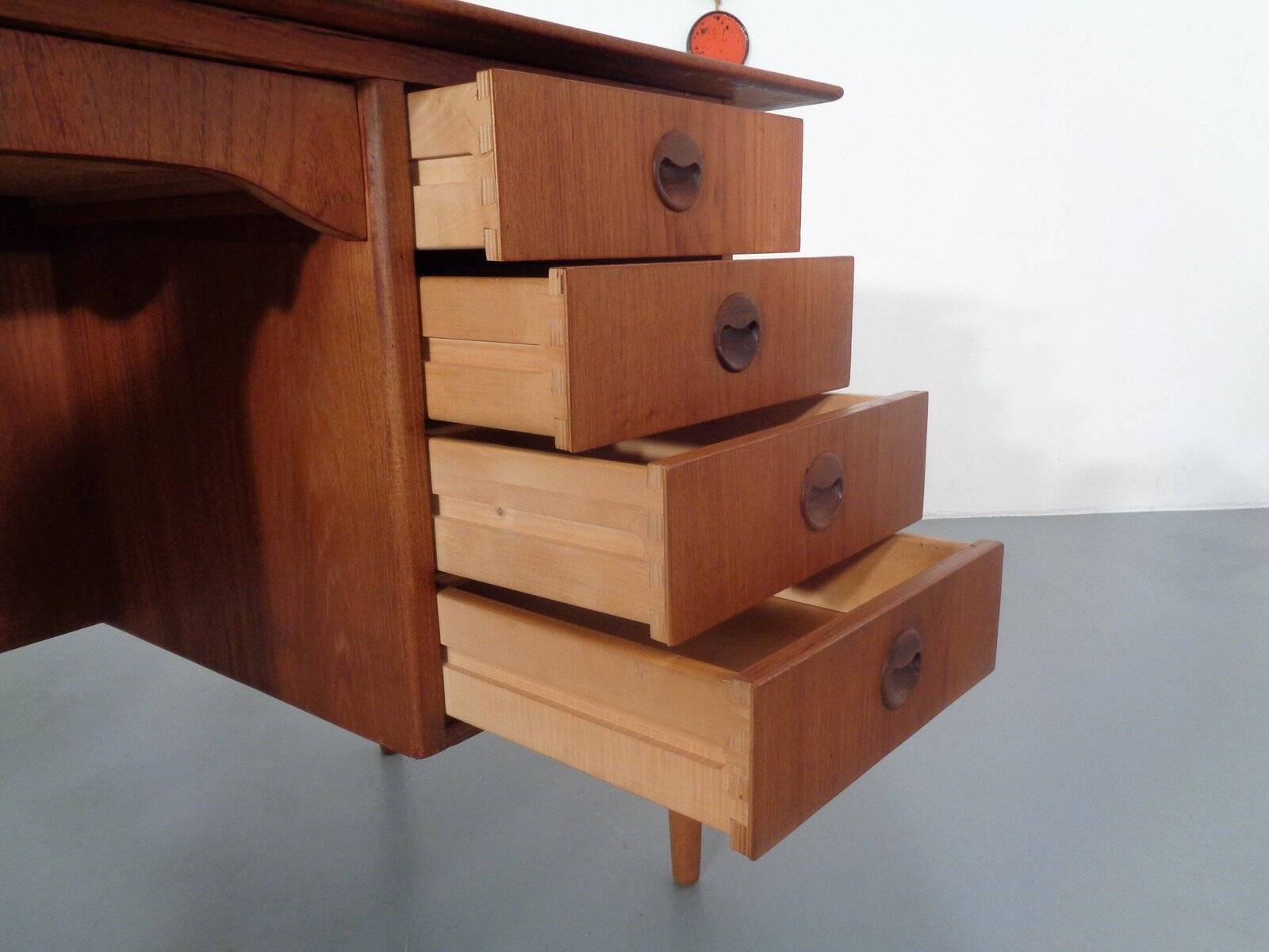 Vintage Danish Curved Teak Desk, 1960s
