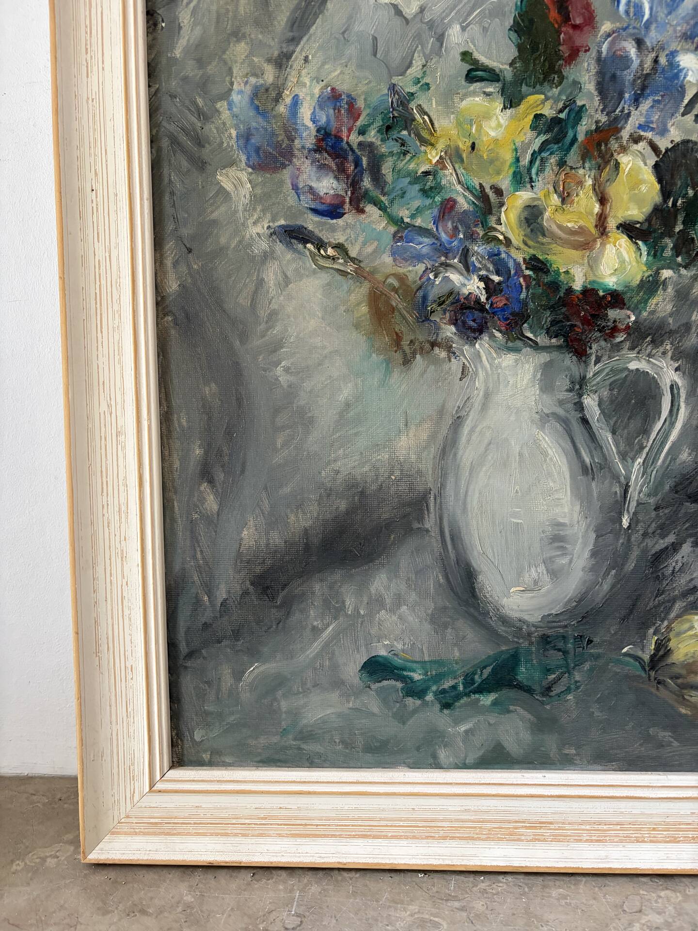 Autumn bouquet, oil on panel signed