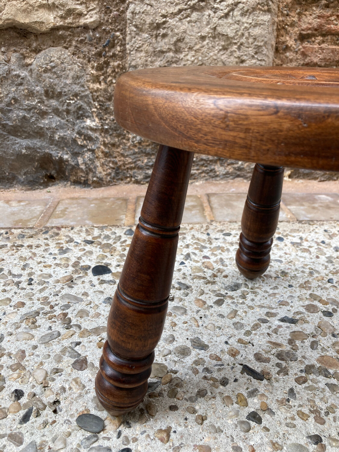 Brutalist wooden stool
