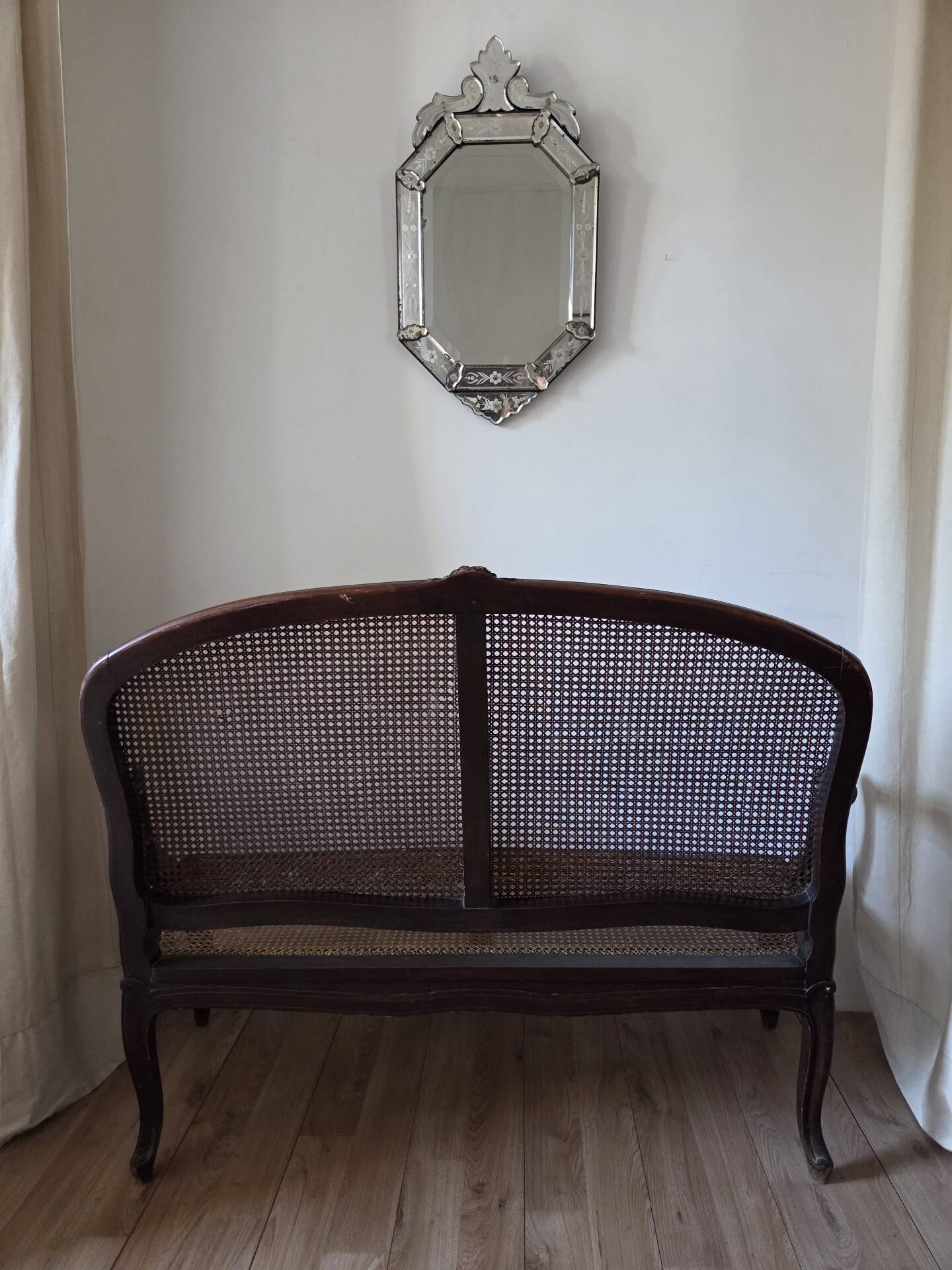 Caned bench in Louis XV style