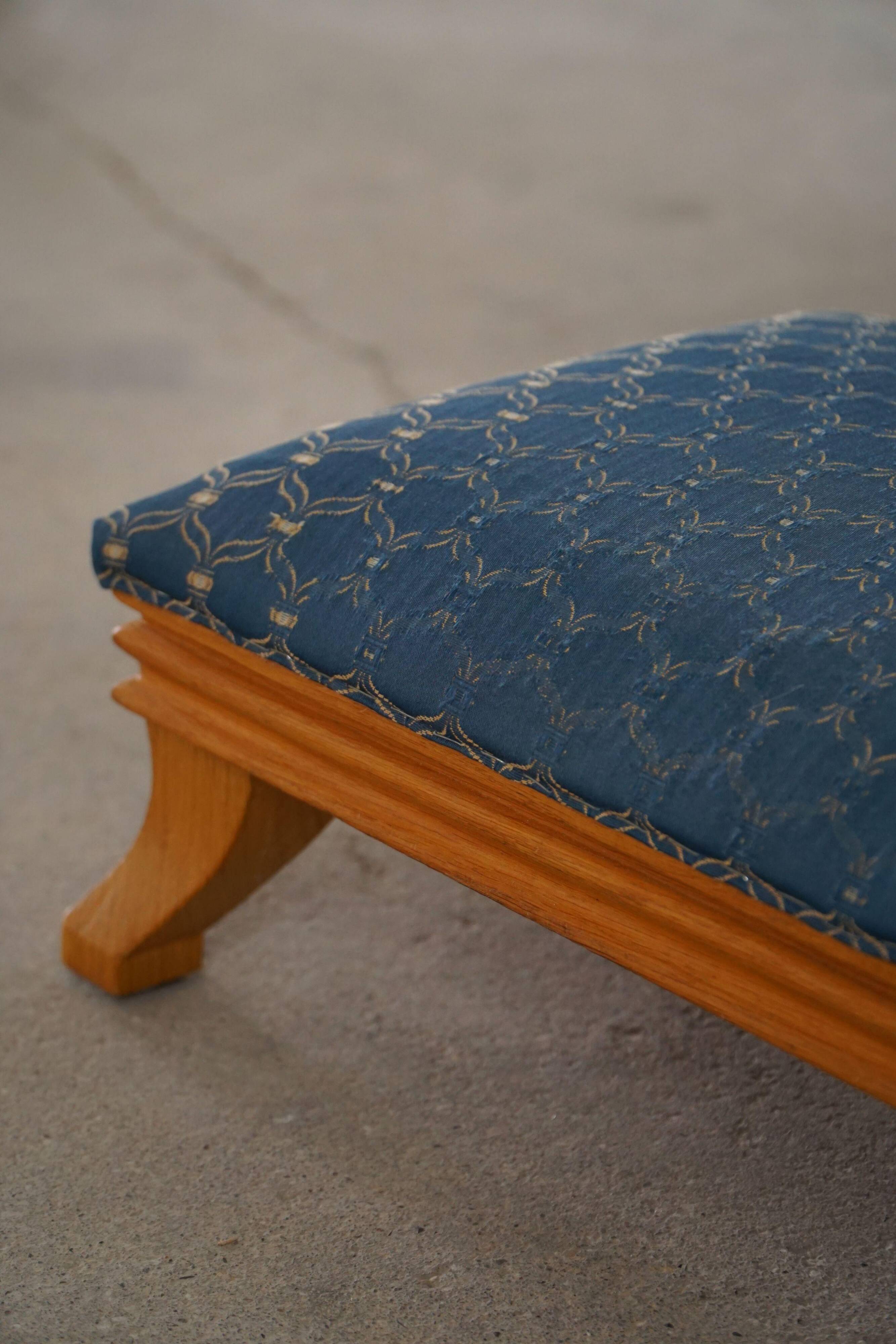 French Art Deco low stool with vintage upholstery made in the 1940s.