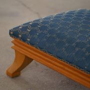 French Art Deco low stool with vintage upholstery made in the 1940s.